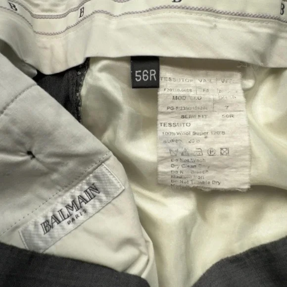 Balmain Pants Mens 38x29 Gray Dress Wool Trousers Super 120s Slim Fit Flat Front